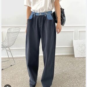 The Frankie Shop hayla Black and Blue Jeans / contrast denim pants - sold out